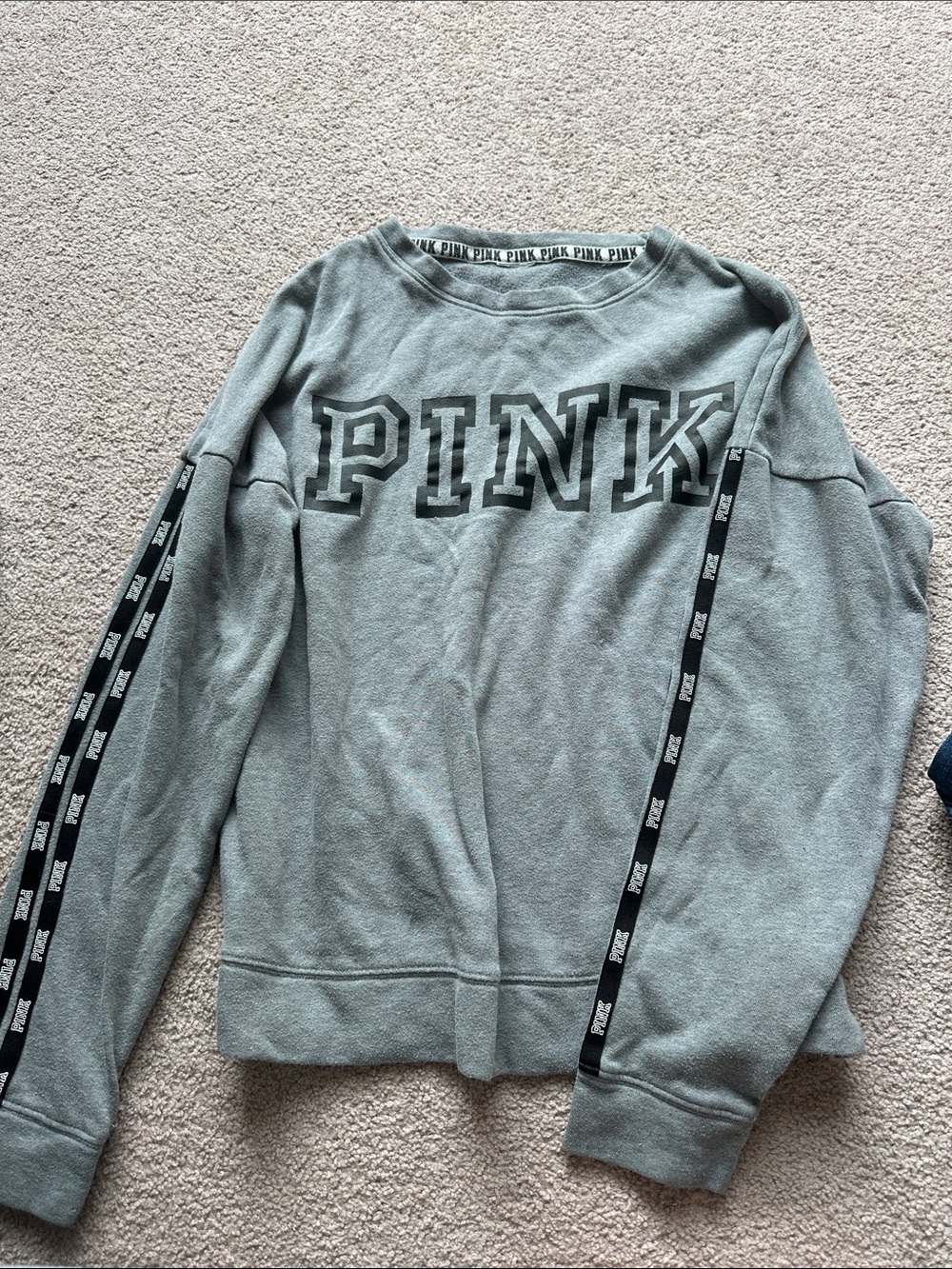 PINK Victoria's Secret Grey Logo Crewneck Sweatshirt